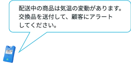 配送中の商品は気温の変動があります。交換品を送付して、顧客にアラートしてください。